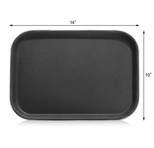 New Star Foodservice 24852 Restaurant Grade Non-Slip Tray, Plastic, Rubber Lined, Rectangular, 10-Inch x 14-Inch, Black - color: Black, size: 14" x 10" x 0.7"