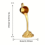 Floating Coffee Cup Mug Sculpture Pouring Spilling Coin Figurine Bedroom Gift Desk Figure Resin Statue for Cabinet Bookshelf, Golden