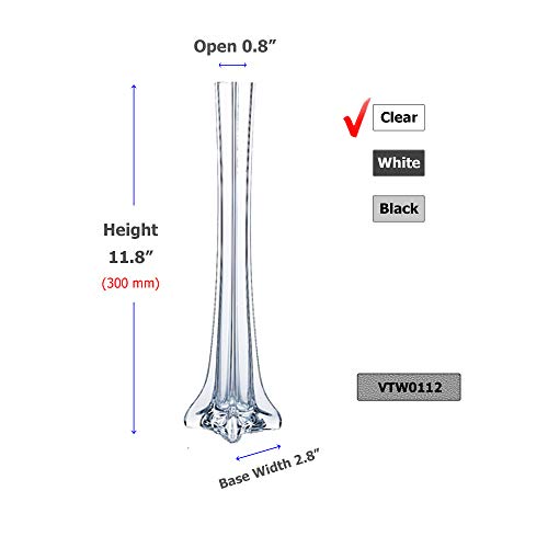 WGV Eiffel Tower Vase, Open 0.75", Height 12", (Multiple Sizes Choices) Clear Glass Floral Container with Sturdy Base, Flower Centerpiece for Wedding Event Home Decor, Arts Crafts, 1 Piece - color: Clear, size: 12"H