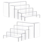 Anglelife 10 Pcs 2 Set 5 Size Large Acrylic Risers, (7”L~8”L~9”L) Rectangular Clear Risers Display Shelves, Transparent Acrylic Risers for Decor, Cupcake Candy Shoe Showcase Stands