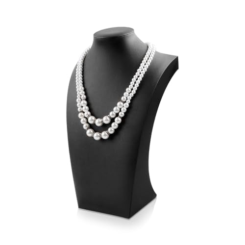 Homeanda Necklace Display Bust - PU Leather Jewelry Bust Stand for Photography, Boutique Display, and Home Organisation(Black-9.8"x5.7") - color: Black, size: 9.8"x5.7"