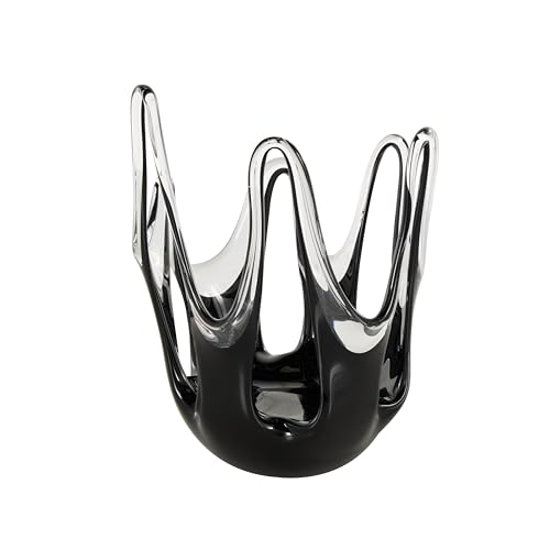 Deco 79 Glass Abstract Decorative Vase Centerpiece Vase with Wavy Oval Cutouts, Flower Vase for Home Decoration 7" x 7" x 10", Black - color: Black, size: 7" x 7" x 10"