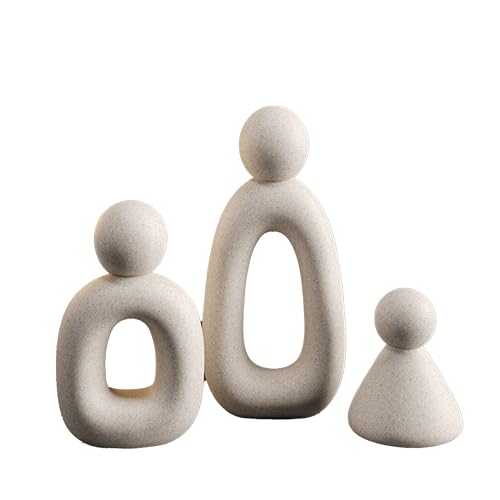 suruim Abstract Family of 3 Figurines Modern Sculptures Home Decorative Accents TV Stand Decor Bookshelf Knick Knacks Gifts for Shelves Entry Way Statues for Home Decor Living Room(White) - color: White