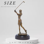 9.8" Bronze Golfer Girl Statue, Golf Figurines Bronze Statues and Sculptures Handmade Art Collectible for Home Office Decor - size: 9.8" Girl