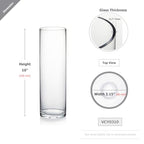 WGVI Quality Thick Weighted Clear Cylinder Glass Vases, 3" W x 10" H, Flower Bud Vase Skinny Narrow Floral Bouquet Container for Wedding Centerpieces Tabletop Pen Brush Holder, 1 Piece - size: 3"x10"H