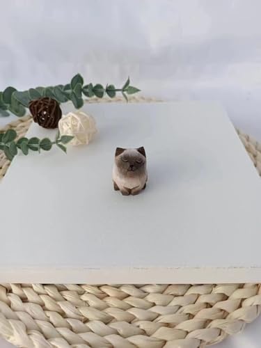 Wooden Cat Figurines Sculpture Statue Lovely Small Carved Orange Cat Statue Handmade Wood Kitten Art Carving Work for Home Office Decoration (Little Xian Luo Cat) - color: Little Xian Luo Cat
