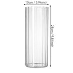 Flower Vase Acrylic Cylinder,9.84" Tall Ribbed Clear Vase for Centerpieces,Wedding Decorative,Home Décor, Non Breakable Plastic, 3.94"X9.84" Tall Round - Clear - size: 3.94“x9.84"