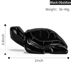 Artistone 2" Gemstone Sea Turtle Figurine, Hand Carved Natural Crystal Healing Animal Hawksbill Sculpture Paperweight Home Office Decor (Black Obsidian) - color: Black Obsidian