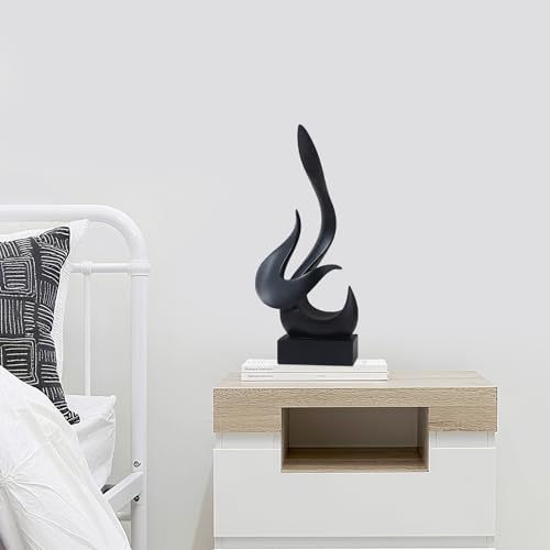 Modern Flame Sculpture Decor Flame Statue Resin Sculptures Abstract Art Figurines Centerpiece Sculpture for Home Decor Living Room Stand Coffee Table Office Decor(Black-B) - color: Medium Black-b
