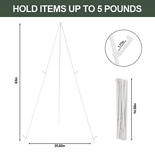 DANMO Easel Stand for Wedding Sign Poster 63'' Instant Display Floor Adjustable Metal Art Easel White