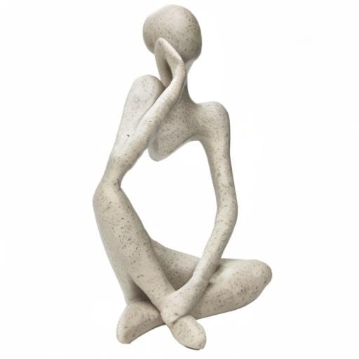 Sandstone Resin Thinker Style Abstract Sculpture Statue Collectible Figurines Home Office Bookshelf Desktop Decor(Sandstone - Left Reverie) - color: Sandstone - Left Reverie