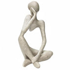 Sandstone Resin Thinker Style Abstract Sculpture Statue Collectible Figurines Home Office Bookshelf Desktop Decor(Sandstone - Left Reverie) - color: Sandstone - Left Reverie