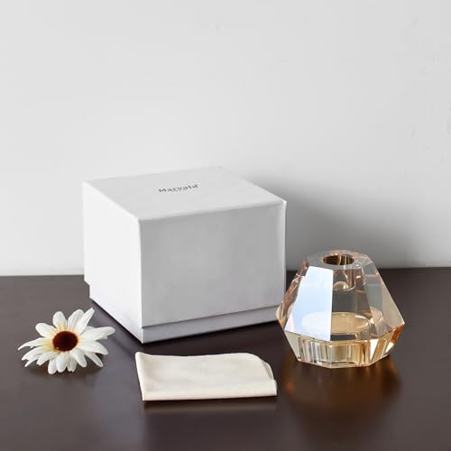 Crystal Tealight Candle Holders, Premium 2-in-1 Diamond Wedding Centerpiece Candelabra for Taper, Tea Lights, Dining Table, Home Decor, Luxury Gift Set (Champagne) - color: Champagne