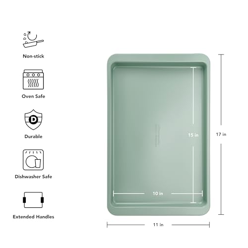 KitchenAid Nonstick Swiss Engineered Aluminized Steel Baking Sheet, Dishwasher Safe, 10 x 15 Inch, Cardamom - color: Cardamom, size: 10 x 15 Inch
