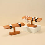Solid Wood T-Bar Watch Display Stand Jewelry Organizer Holder for Watch and Bracelet