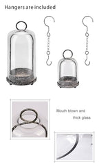 6" & 4" Wide Versatile Modern Metal Hurricane Lantern with Handmade Sturdy Glass Dome in Shabby Black for Pillar Candle & Plants, Industrial, Farmhouse, Shabby Chic (Black Shabby, 4"x7.5" &6.3"x11.2") - color: Black Shabby, size: 4"x7.5" & 6.3"x11.2"