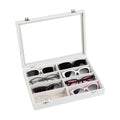 Frebeauty Sunglass Organizer,Velvet Glasses Organizer,8-Slot Sunglasses Tray with Clear Lid,Men's/Women's Sunglasses Box,Sunglass Case,13.3 x 9.6 x 2.2 Inches,Eyeglass/Eyewear Display Tray(White) - color: White, style: With Lid