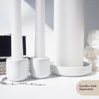 Unity Candle Holders and Vase Set, White Porcelain Candleholders for Taper Candles and Vase for Pillar Candle, Set of 3, Minimalist Round Ceramic Candle Holders, Great for Wedding Candle Set