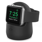 AhaStyle iWatch Stand Silicone Charging Dock Holder for Apple Watch Ultra 3, Ultra 2, Ultra, SE3, SE2, SE, Series 11 10 9 8 7 6 5 4 3 2 1 (49/46/45/44/42/41/40/38mm), Supports Nightstand Mode (Black) - color: Black