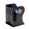 Book Ends for Shelves,Metal Bookends,Book Ends Scalable with Pen Holder(Black)