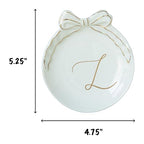 COLLECTIVE HOME - Personalized Initial Ceramic Jewelry Tray with Bow, Christmas Gift Ideas for Women, Small Gift for Girlfriend Wife, Ring Holder, Earrings Dish, Birthday Gift for Her (L) - color: L