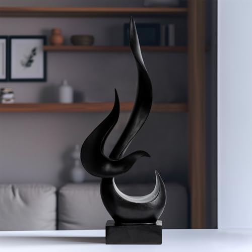 Black Fire Flame Sculpture, Modern Abstract Resin Statue, Art Statue Home Decor for Living Room TV Stand Coffee Table Shelf Accents Decor. - color: Black, size: Large