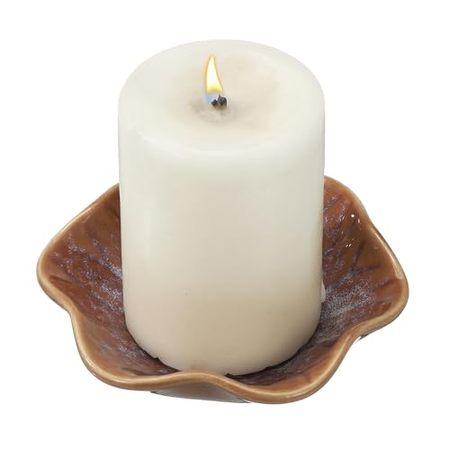 uxcell Candle Holder Plates, 4 Inch Ceramic Candle Tray Tealight Incense Holder Dish Candlestick for Tea Light Aromatherapy Wedding Rustic Vintage Home Decor, Lotus Leaf Purple - color: Purple