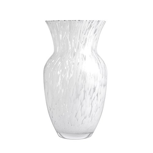 Barski - European Quality - Glass - 13.7" Height - Beautiful Hand Made Vase with Opal Raindrop Design - Made in Europe