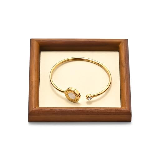 Jewelry Display Tray for Ring Earrings Necklace Bangle Solid Wood Jewelry Dish Tray Catchall(XS,Beige) - color: Beige, size: 10 * 10 * 1.5cm