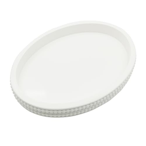 Carah & Cossh Oval Wooden Tray, Modern Decorative Tray 16''x12'', Oval Farmhouse Rustic Serving Tray, Table Centre Tray, Perfect for Storage and Display (White) - color: White