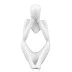 Abstract Thinker Statue | Synthetic Home Accent for Living Room/Office Desk/Bookshelf | Hollow Design Art Sculpture Collectible Present (White Focus) - style: White Focus