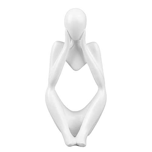 Abstract Thinker Statue | Synthetic Home Accent for Living Room/Office Desk/Bookshelf | Hollow Design Art Sculpture Collectible Present (White Focus) - style: White Focus