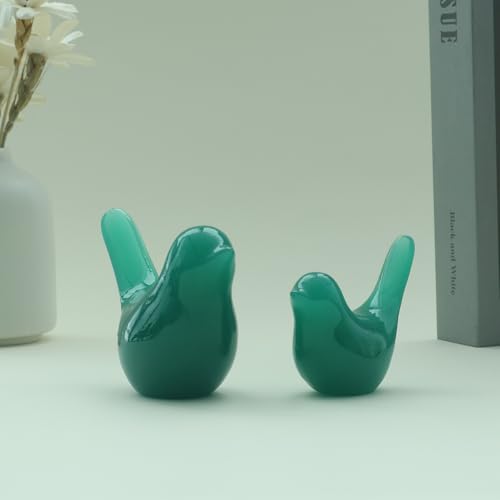 Birds Statues Home Decor Figurine - Modern Style Sculpture Decorative Ornaments for Living Room, Bedroom, Office Desktop, Cabinets - color: Green