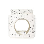 Ceramic Fragrance lamp with Tea Light Holder | Aroma lamp | Scented Oil and Scented Wax Diffuser | H*11cm ø10cm Removable Bowl | Grooved Surface (Inkblot) - color: Inkblot