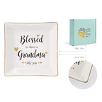 HOME SMILE Mother's Day Gifts for Grandma,Grandmother Ceramic Ring Jewelry Dish Tray Plate for Birthday Valentine's Christmas-Blessed to Have A Grandma Like You - style: Blessed to Have Grandma Like You