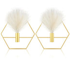 Peryiter 2 Pcs Boho Wall Decor Metal Gold Wall Art Hanging Planters with Artificial Pampas Modern Home Decor Display Art for Living Room Bedroom Bathroom(Hexagon) - style: Hexagon