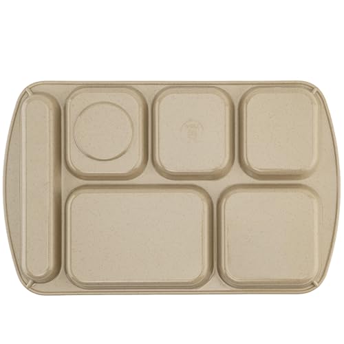 G.E.T. 6 Compartment School Cafeteria Tray, Right Handed, 10" x 15", Sandstone (4 Pack) - color: Sandstone, size: 10" x 15", style: 4 Pack Right Handed Trays