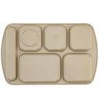 G.E.T. 6 Compartment School Cafeteria Tray, Right Handed, 10" x 15", Sandstone (4 Pack) - color: Sandstone, size: 10" x 15", style: 4 Pack Right Handed Trays