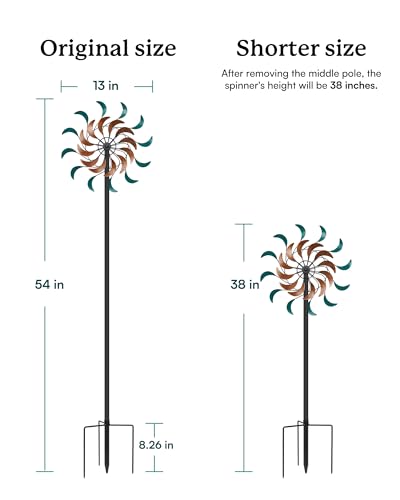 Wind Spinners Outdoor - Metal Windmill for Yard, Garden Spinners with Stake, Yard Art, Ideal Lovely Gift for Family Friends(13'' W x 54'' H) - color: Bronze-1