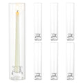 Glass Hurricane Candle Holder: 12" Tall Candlestick Holder Bulk with Cylinder Windproof Cover Set of 6 Clear Taper Candle Holders for Wedding Party Birthday Christmas Decor - size: 12" H - 6 Pcs