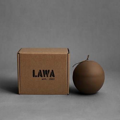 LAWA Imperfect Sphere Candle - Beautiful Handmade Pillar Scented Soy Wax Elegant Aesthetic Candle Housewarming Gift Home Room Shelf Decor Idea (Kobicha, Large) - color: Kobicha