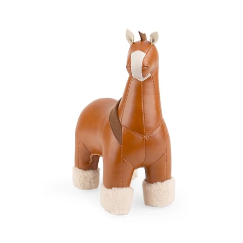Zuny Handmade Leather Horse Shire Design Bookend, Draft Horse Animal Decor for Bookshelf Desk, Single Decorative Book Stopper Sculpture for Shelves, for Home, Brown, 9.4 x 3.8 x 9, Gaze Series - color: Horse Shire