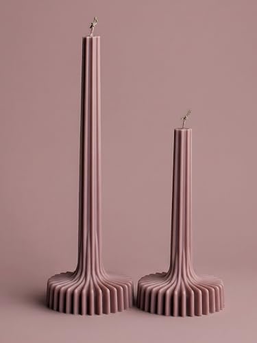 LAWA Set of 2 Vase Candle - Beautiful Handmade Pillar Unscented Soy Wax Elegant Aesthetic Candle Housewarming Gift Home Room Shelf Decor Idea (Dusty Rose) - color: Dusty Rose
