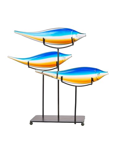 Dale Tiffany AS24126 Murano Style Garfish Handcrafted Art Glass Sculpture with Stand, Blue, 15-Inch Wide - size: 15-Inch Wide