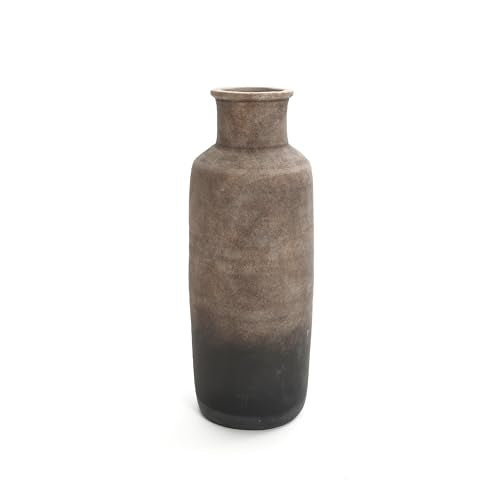 LuxenHome Ceramic Floor Vase,19 Inch Brown Ombre Terracotta Rustic Pottery Large Vases for Living Room Decor, Farmhouse Decorative Narrow Flower Vase Home Decor - color: Brown Narrow a