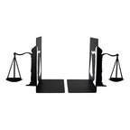Metal Bookends - Justice Scale Design - Heavy Duty Black Book Ends for Office, Law Library, Law Student or Legal Desk Decor