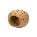 Creative Co-Op Handmade Terracotta Candle Holder with Cutouts - size: 6"L x 5"W x 5"H