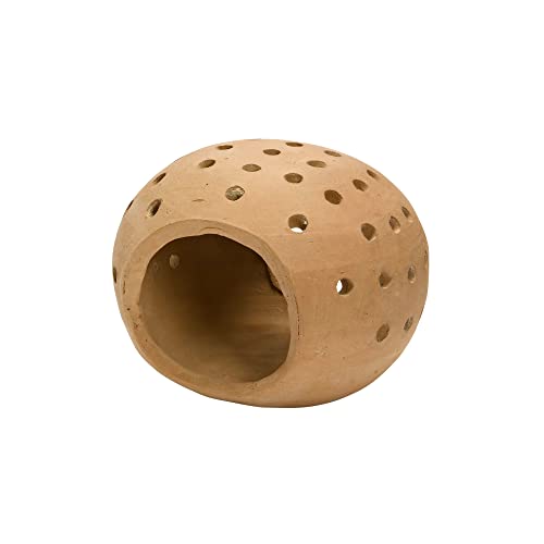 Creative Co-Op Handmade Terracotta Candle Holder with Cutouts - size: 6"L x 5"W x 5"H