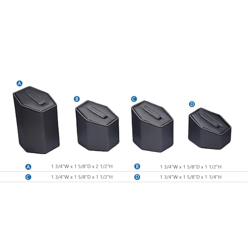 MOOCA 4 Pcs Set Faux Leather Ring Stand Holder Jewelry Display Set, Ring Holders for Jewelry Storage Organizer Stand Pedestals Display, Steel Gray, 1 3/4W x 1 5/8D and ½” H,¼” H,2 ½” H - color: Steel Gray Faux Leather