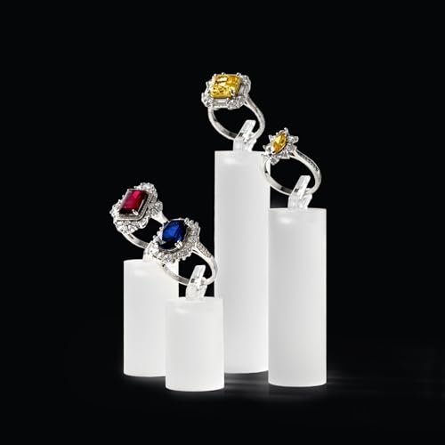 Oirlv Acrylic Jewelry Display Stand Ring Showcase Display Holder 7 PCS Rings Stand (White Frosted) - color: Transparent Frosted